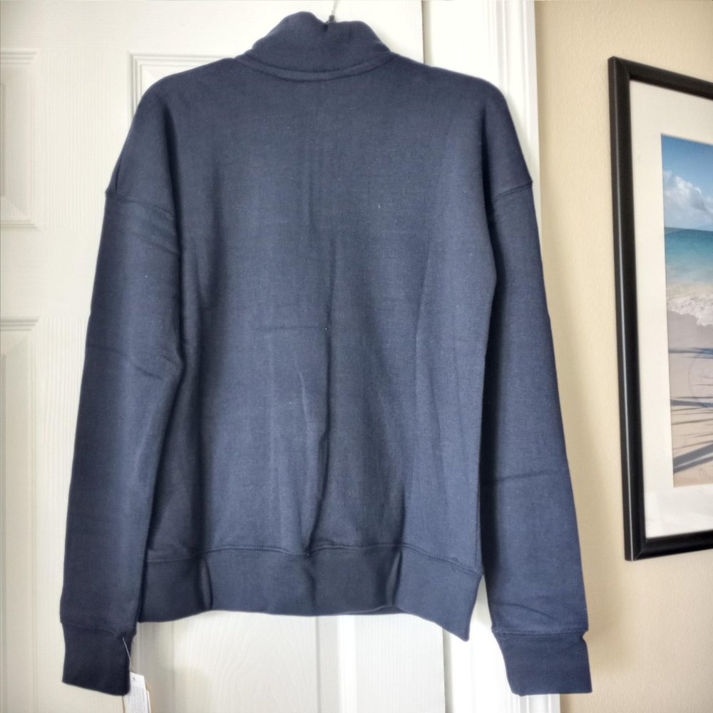 Women's Quarter Zip Sweatshirt Navy with Logo Size Small NEW - Picture 5 of 7